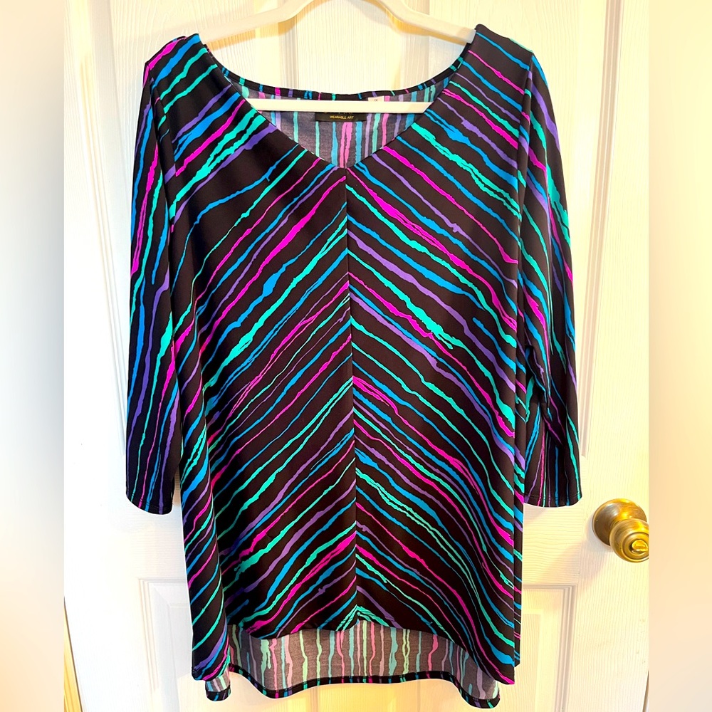 Bob Mackie Wearable Art Plus Size Top in Multi-Colors.